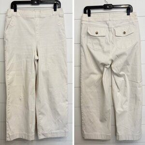 Spanx White Stretch Twill Wide Leg Pull On Pants Size XL 23370